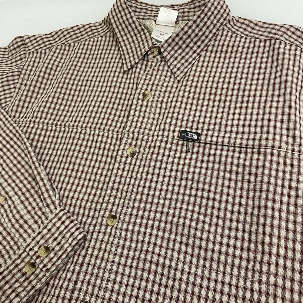 North Face Men's Quick Dry Long Sleeve Roll Tab Fishing Hiking‎ Shirt Large Red